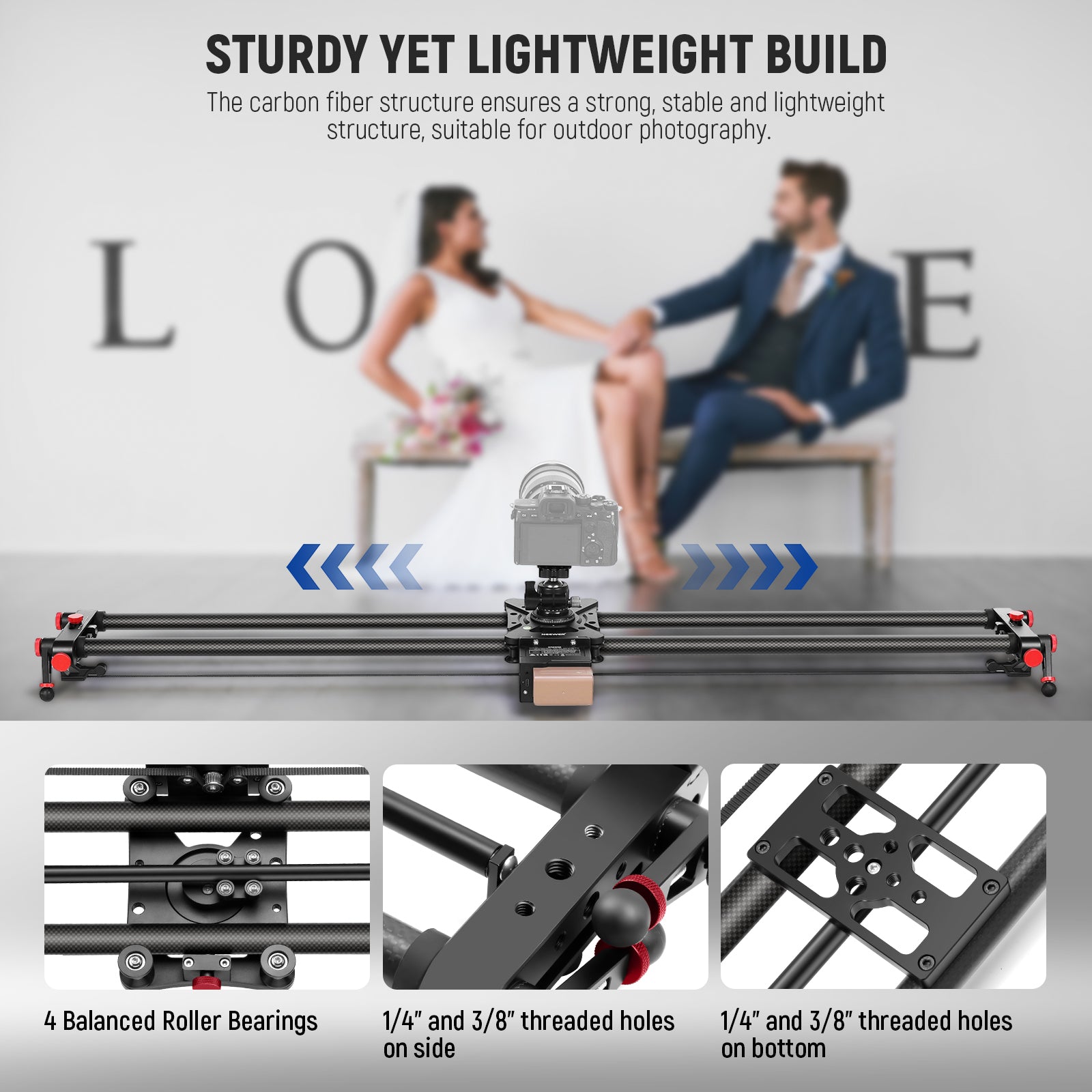 NEEWER ER1 Motorized Camera Slider with NP-F750 Battery