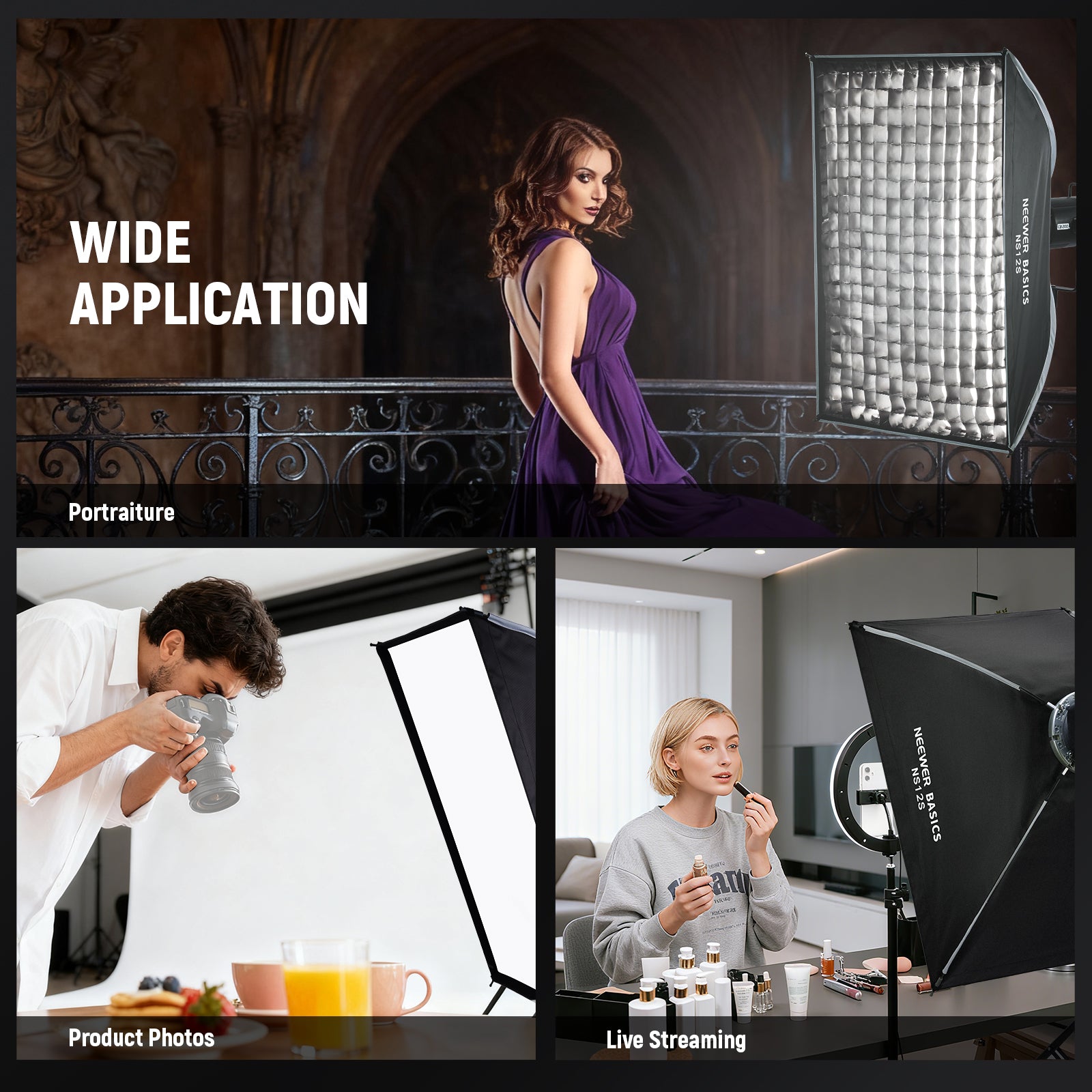NEEWER NS12S/NS14S Rectangular Quick Release Softbox Kit