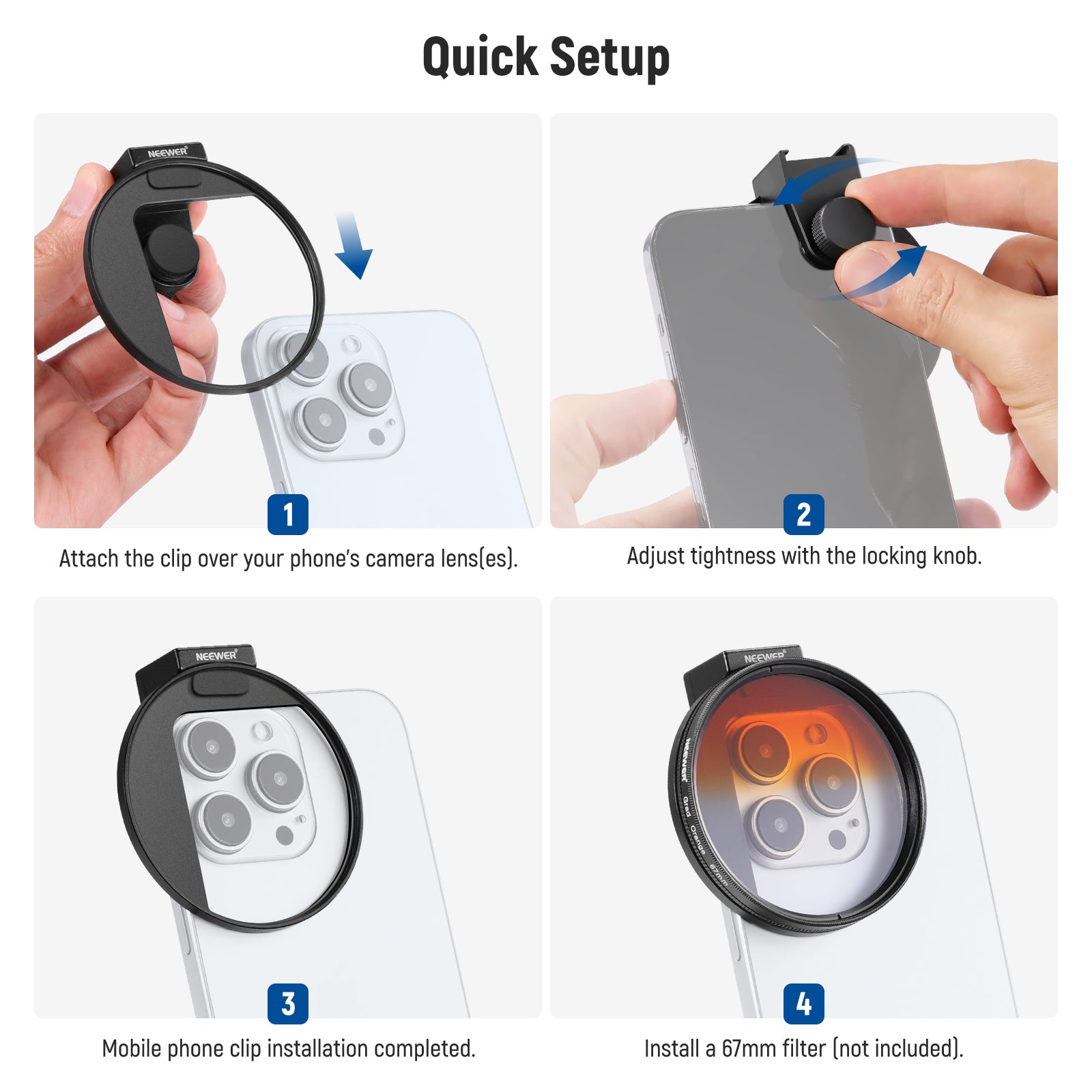 NEEWER LA006 Upgraded 67mm Phone Filter Mount