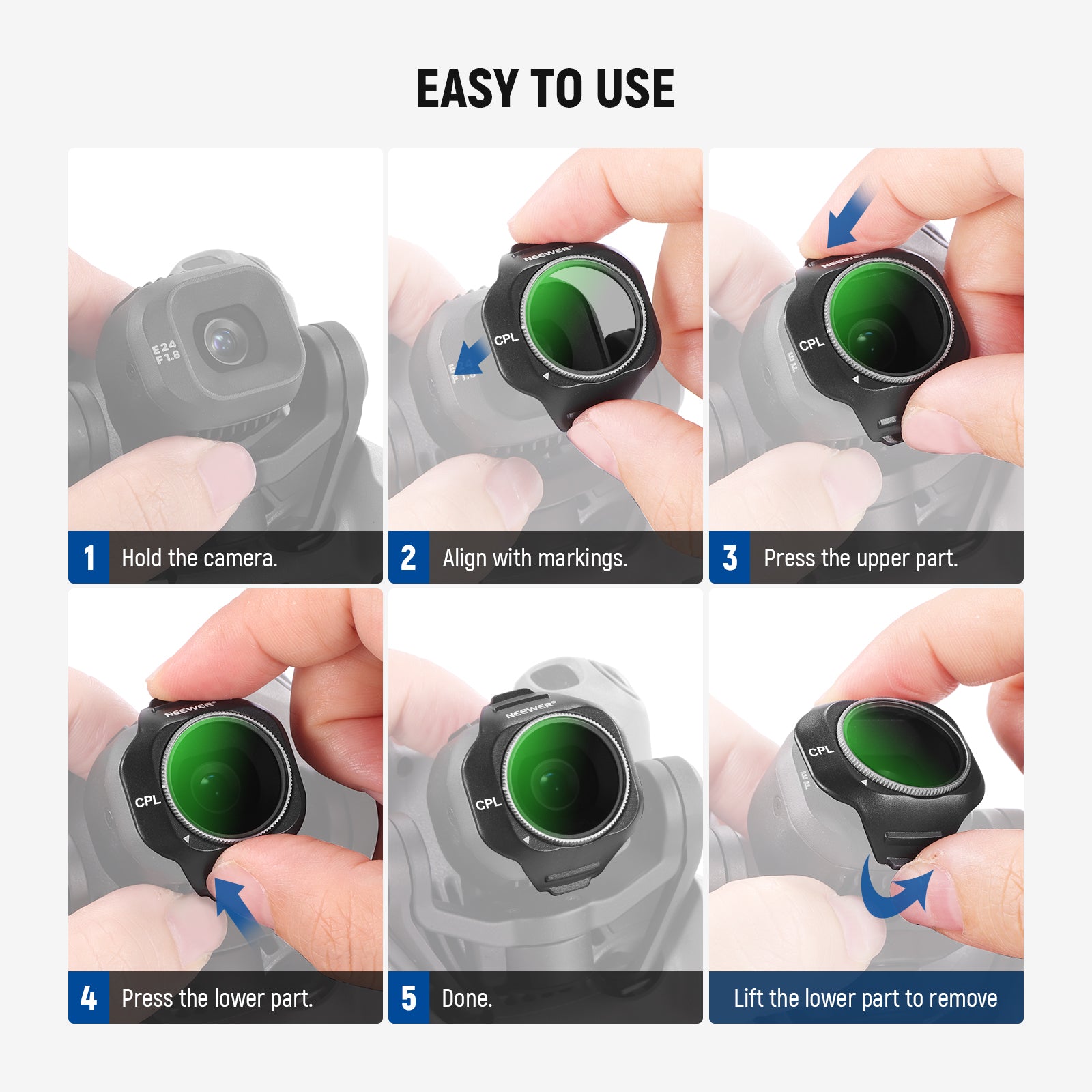 NEEWER CPL Filter For DJI Mini 5 Pro Drone is easy to use.