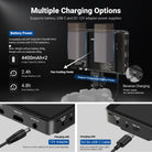 NEEWER F700U Camera Field Monitor can be powered by NP-Fseries batteries, DC 12V adapter, or via USB C.