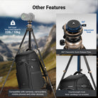 NEEWER LT39 Portable Carbon Fiber Travel Tripod features an adjustment knob and a counterweight hook.