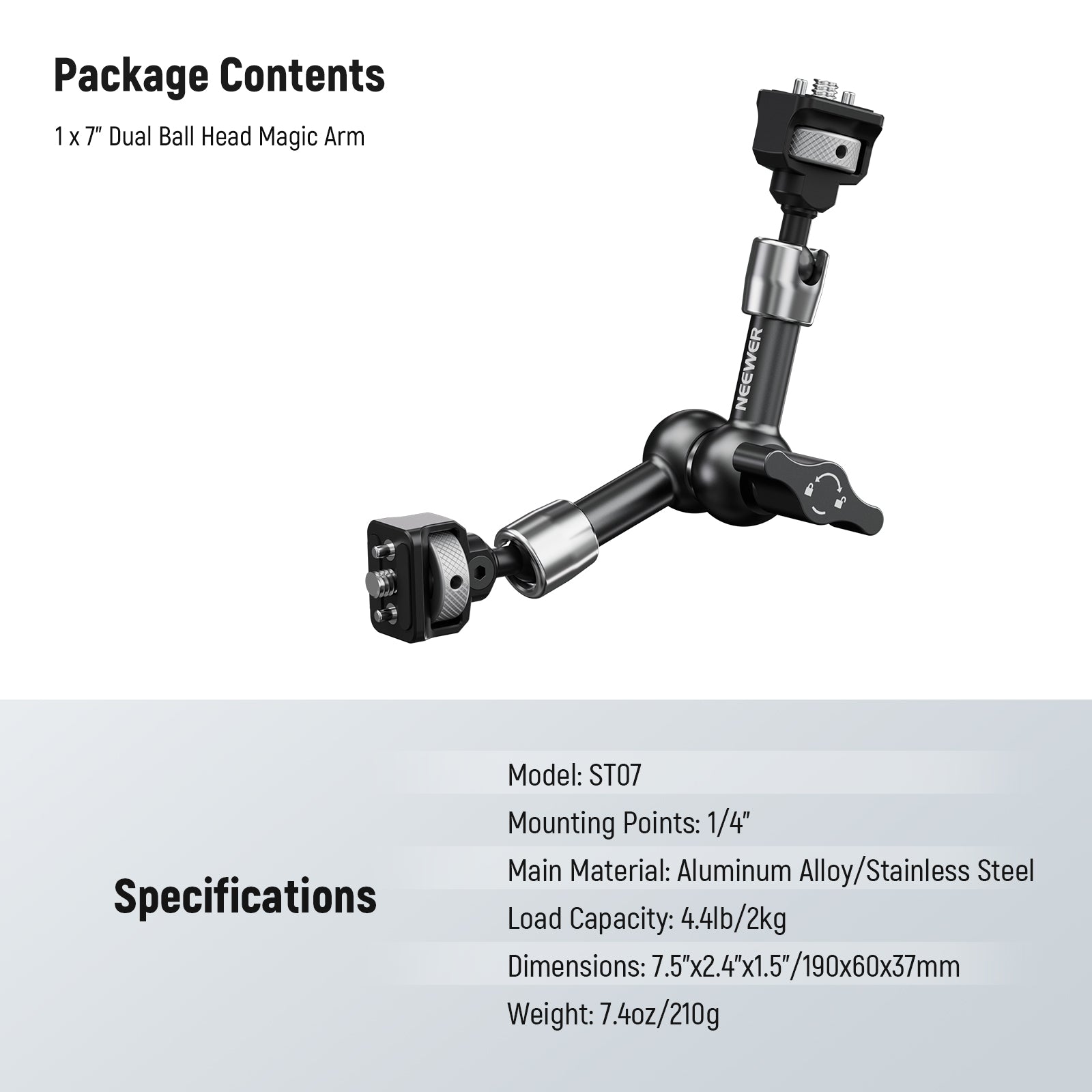 NEEWER ST07/ST16 Dual Ball Head Magic Arm for ARRI