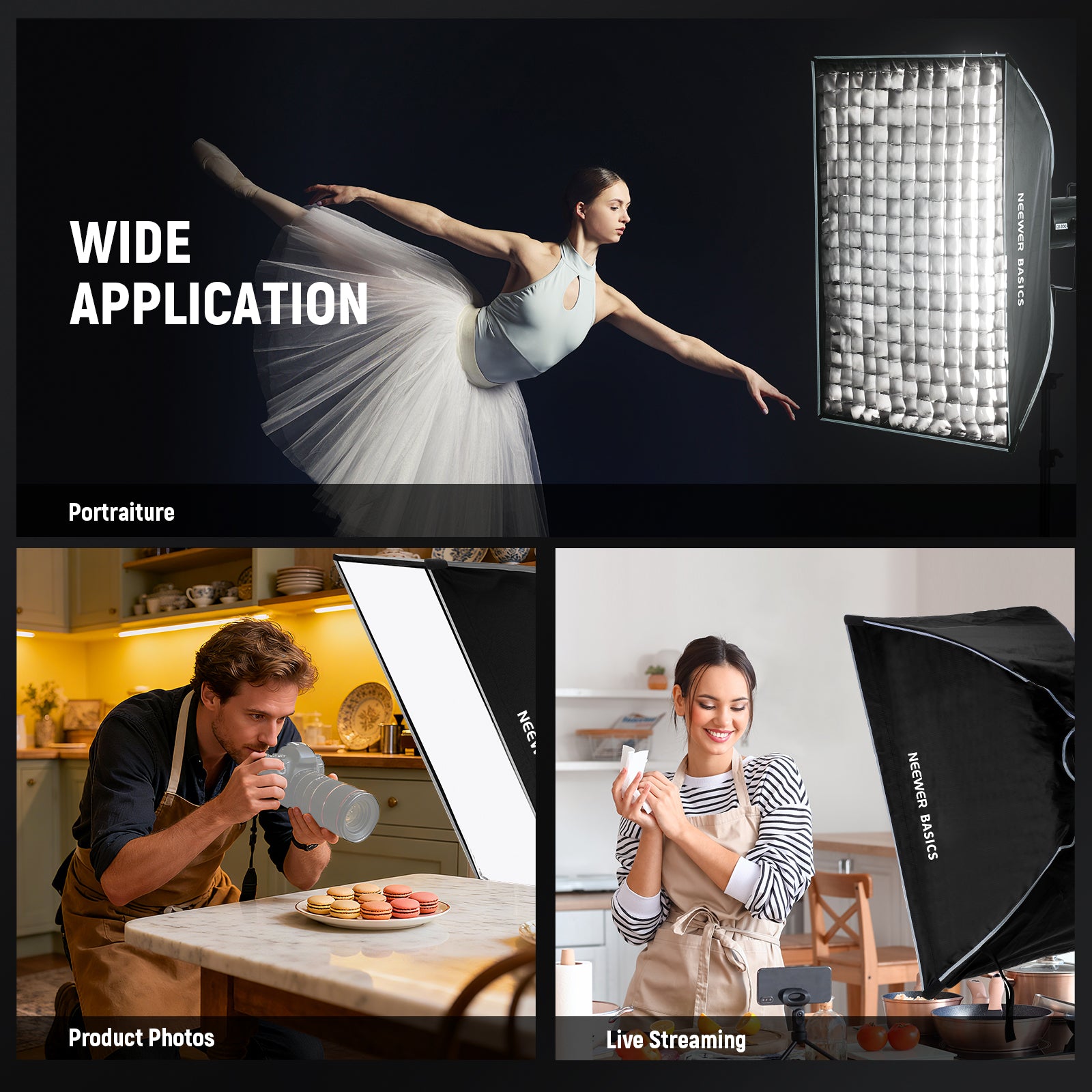 NEEWER NS60P/NS61P Quick Release Strip Softbox with Grid