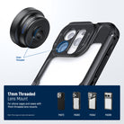 Attach the phone lens clip to the main camera and mount the lens via the 17mm thread.