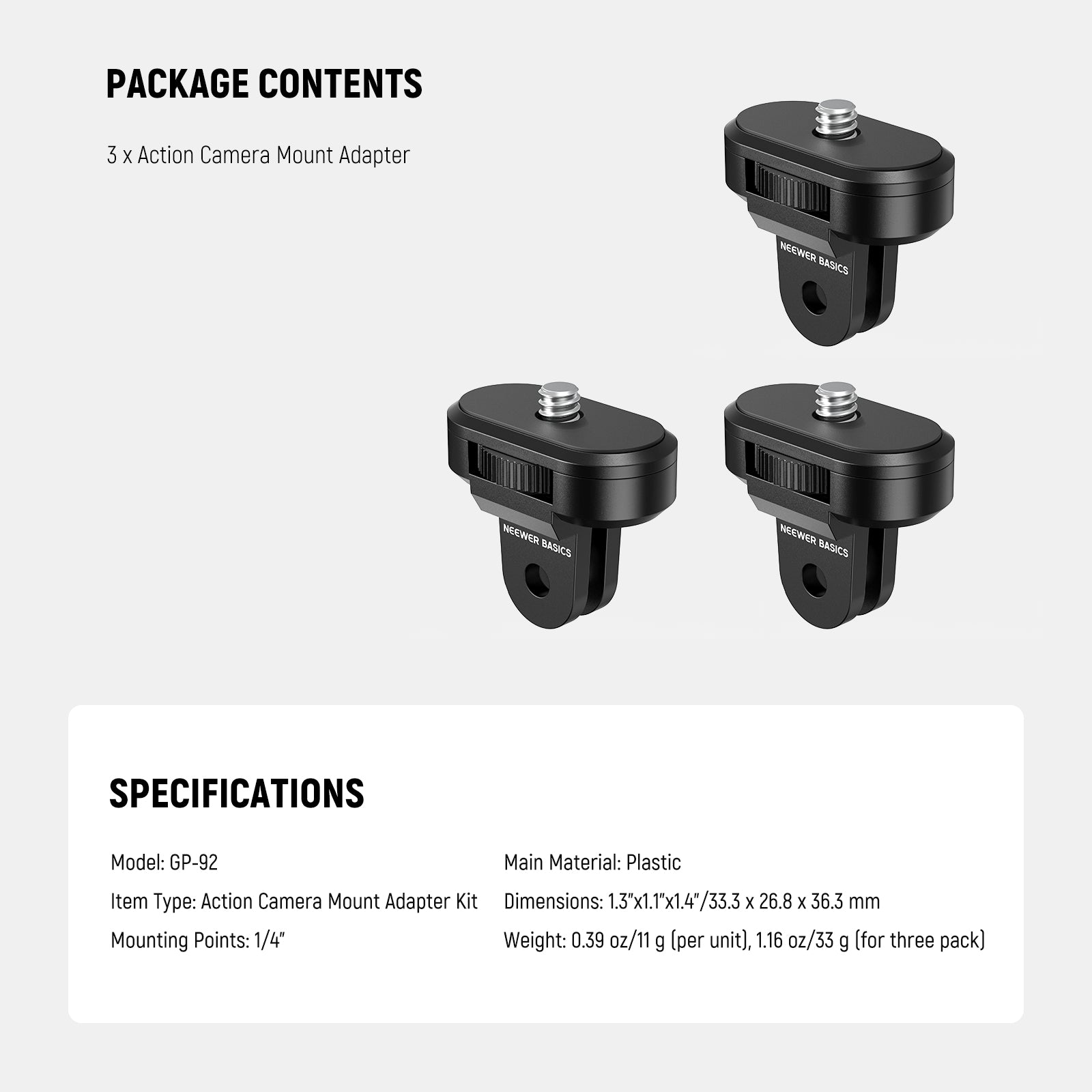 Neewer GP-92 Camera Mount Adapters - Thumbnail 5