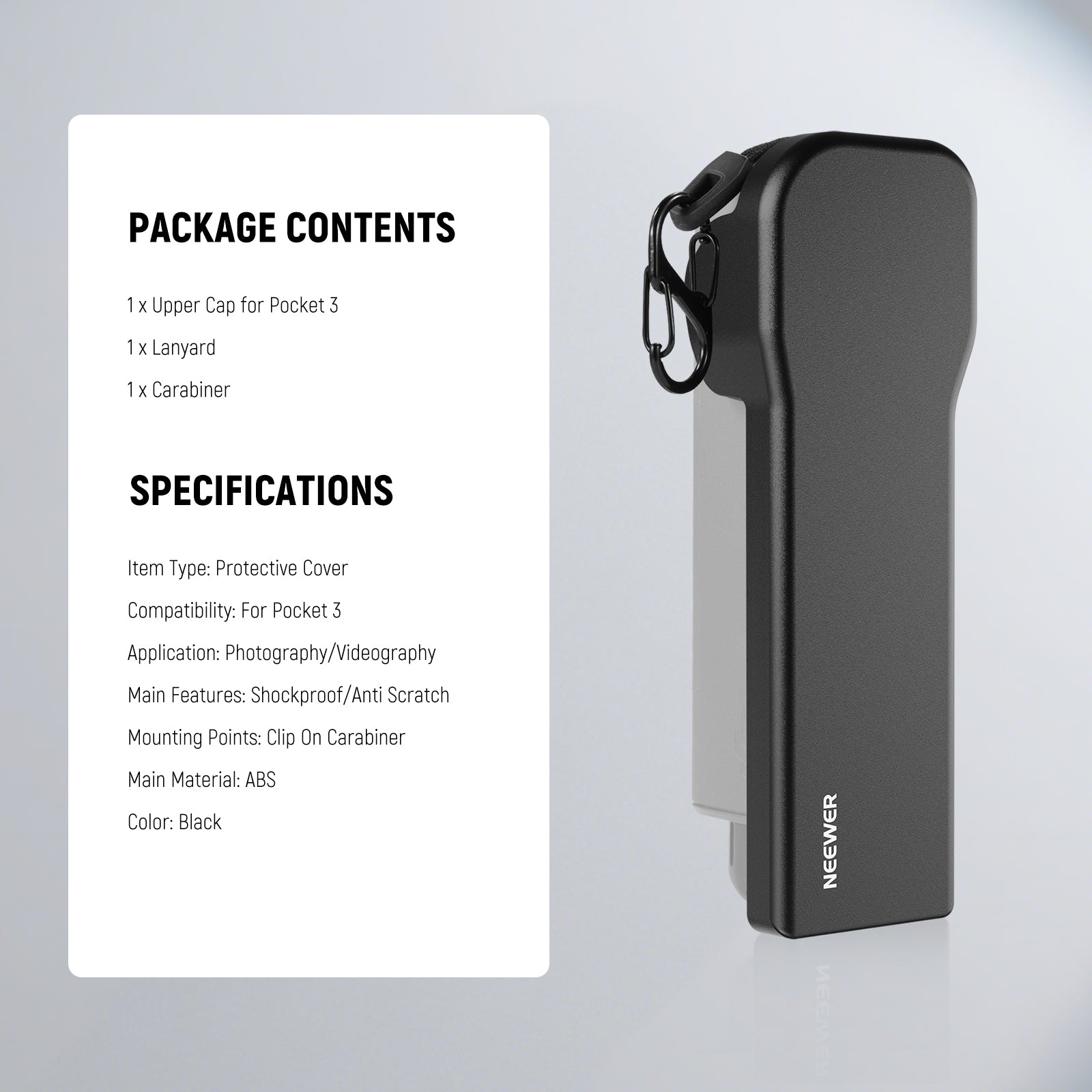 Specifications of the NEEWER AC026 Protective Cover for DJI Osmo Pocket 3