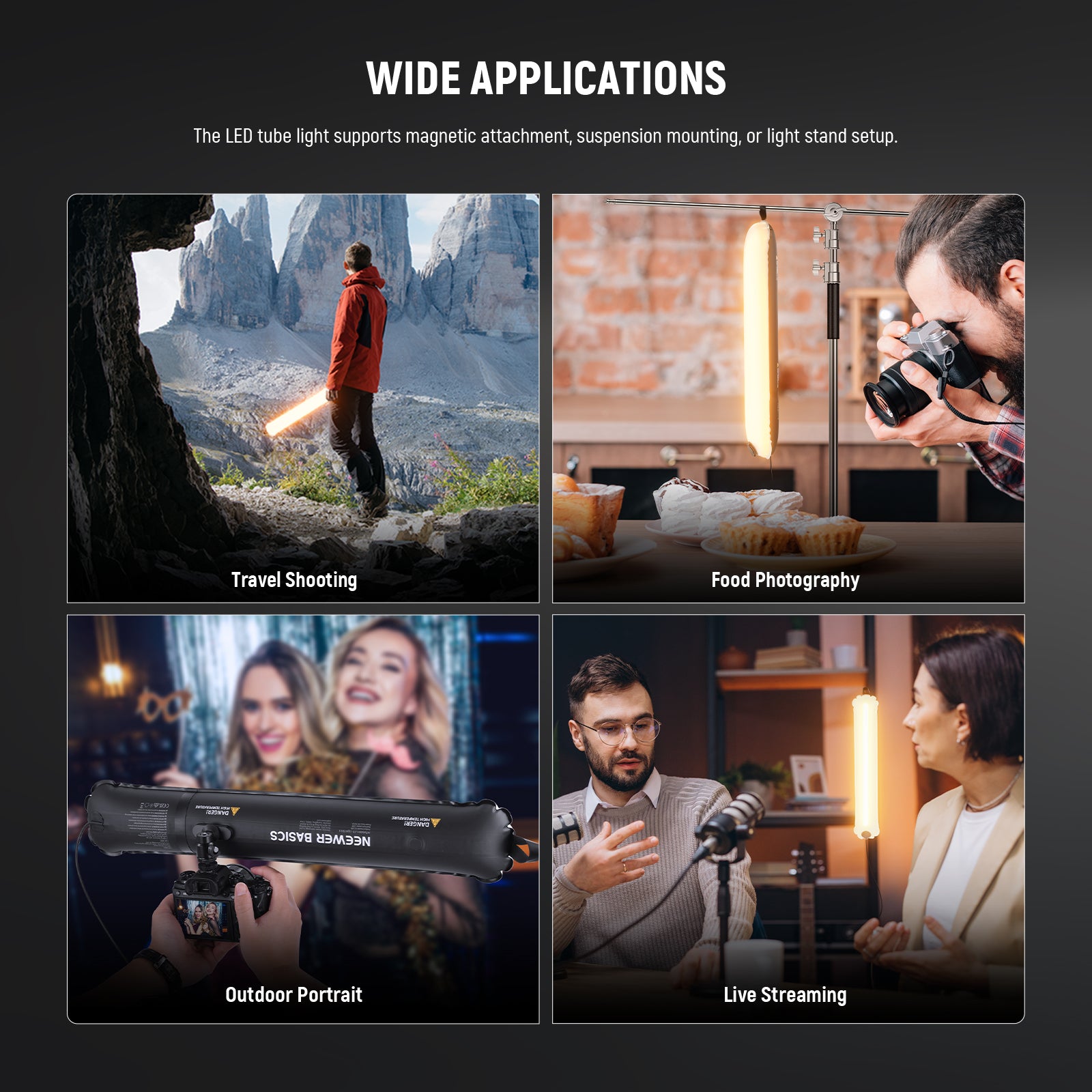 Wide Applications of the NEEWER GC10B Bi Color Inflatable Handheld LED Fill Light