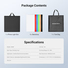 This package includes a photo light box, six backdrops, and a tote bag.