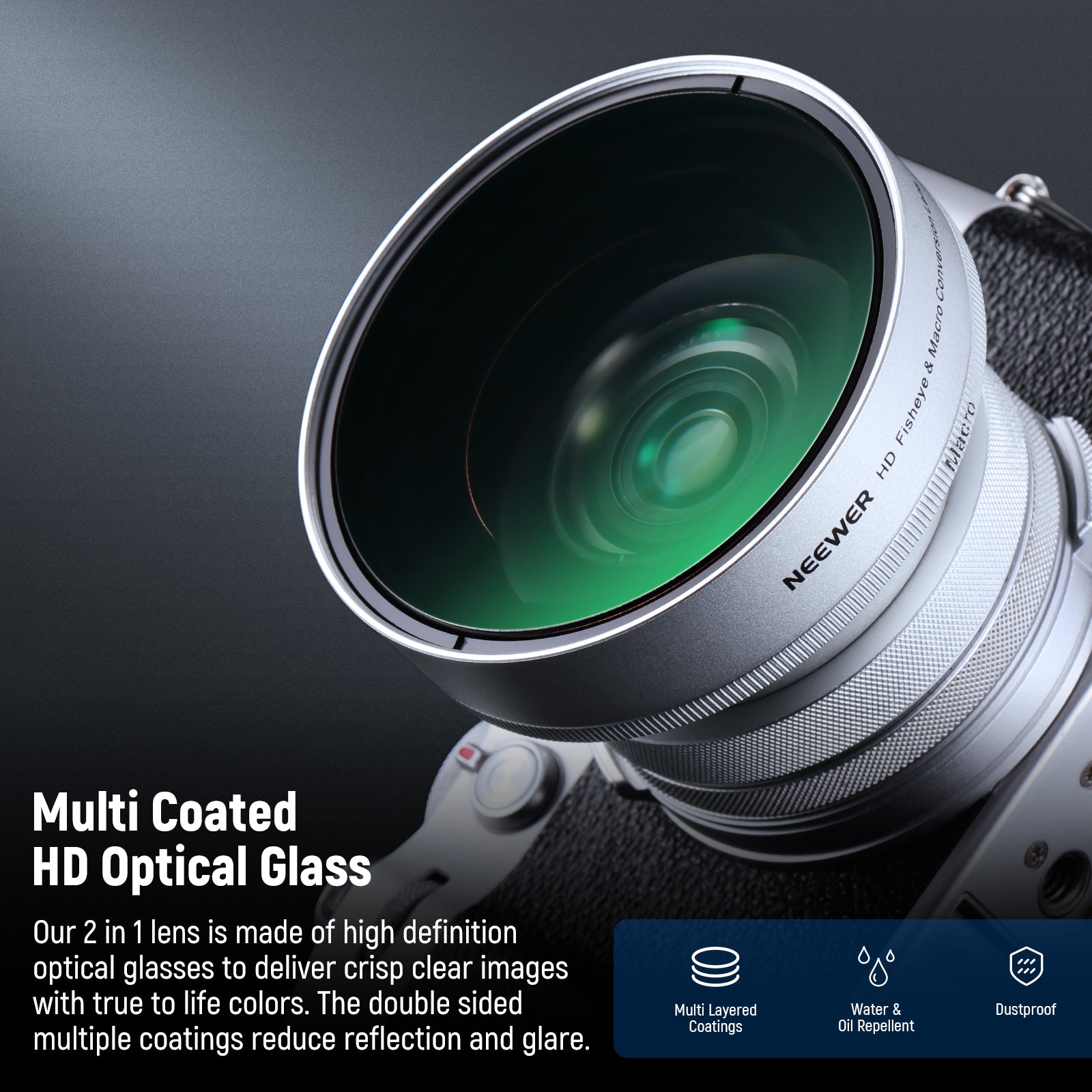 NEEWER LS-46 49mm 0.43x Fisheye & 1.4x Macro Additional Lens for Fujifilm  X100 Series Cameras