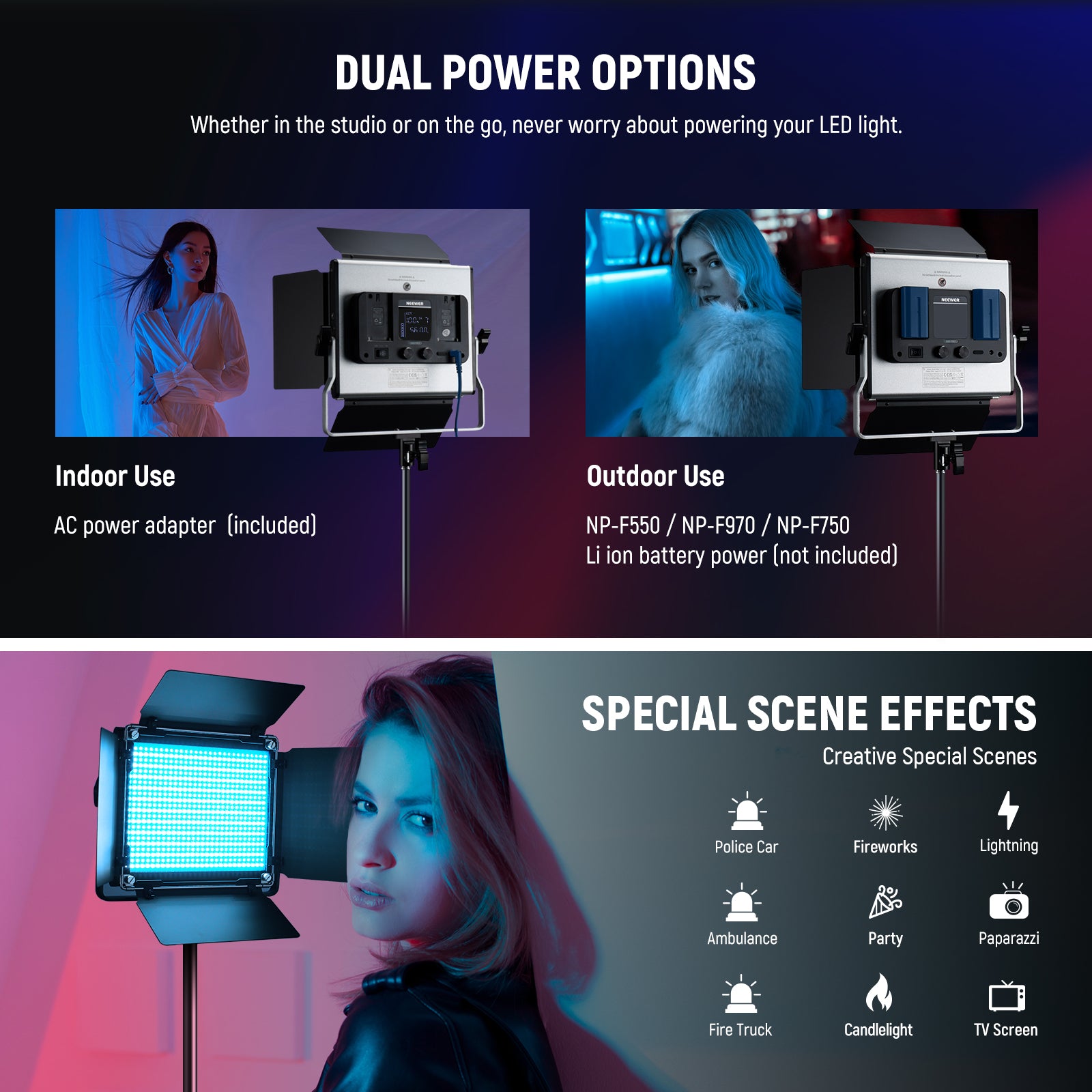 Take Your Filmmaking to the Next Level with Neewer 2 Pack Upgraded RGB 660  PRO II LED Video Light Kit