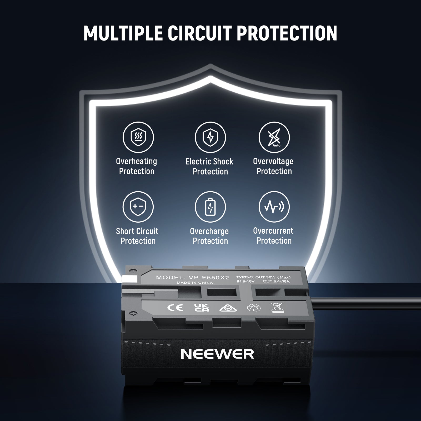 NEEWER VP-F550X2 Dual Sided Dummy Battery Adapter