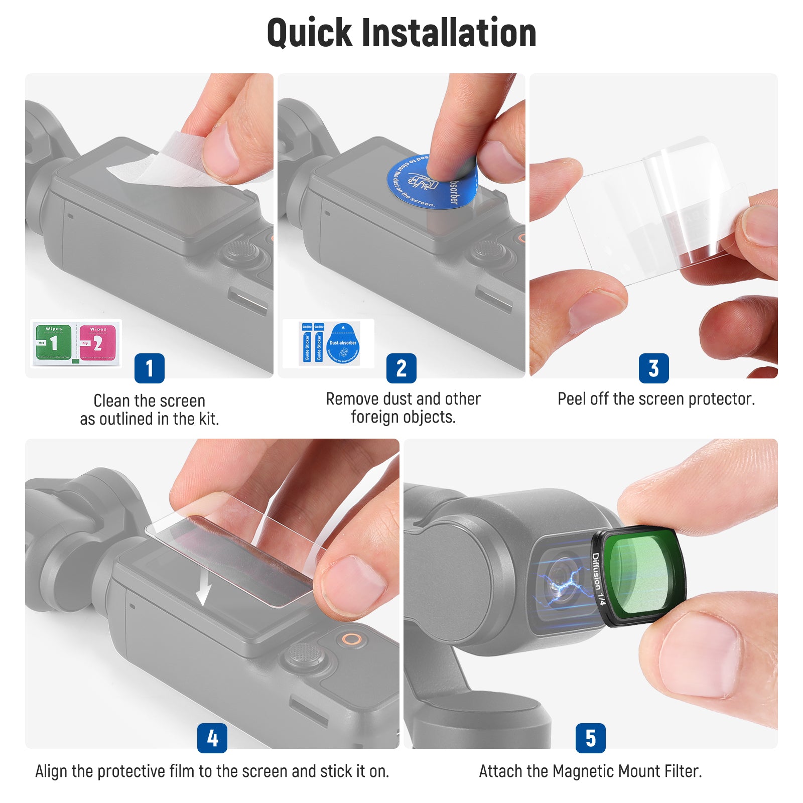 NEEWER Magnetic Black Diffusion Filter for Pocket 3 / Pocket 4