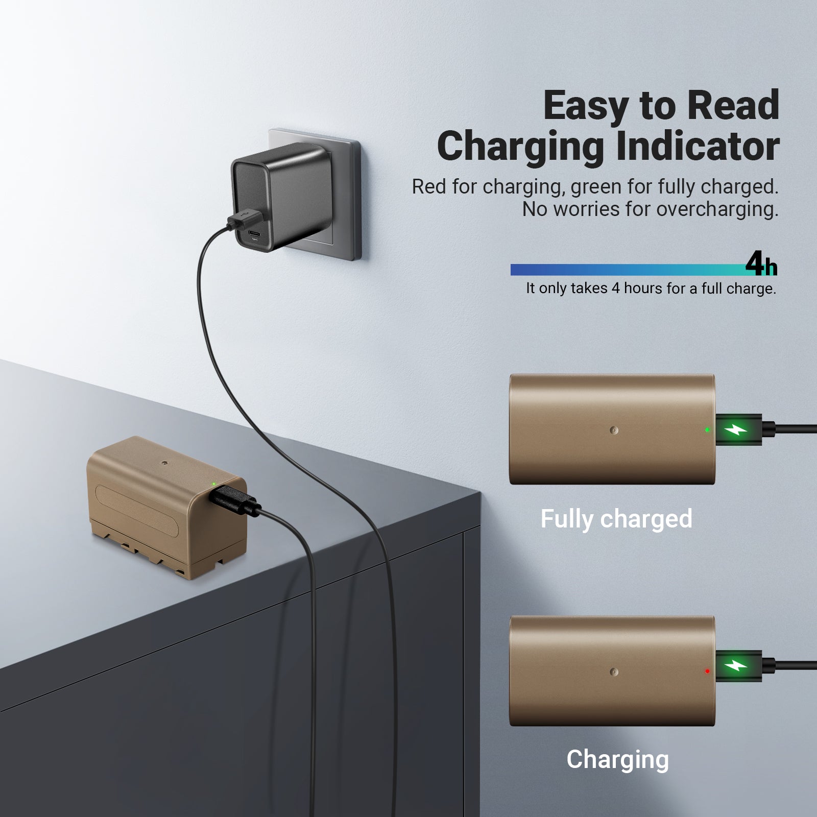 NEEWER TNP-F750 Replacement Batteries for NP-F750 features a charging indicator for you read easily.