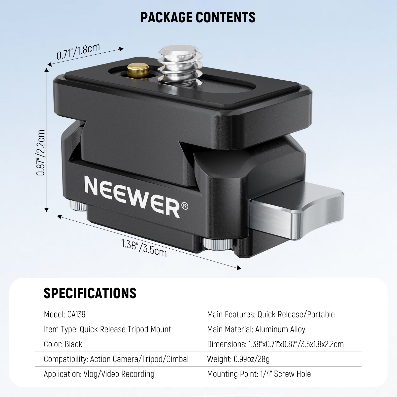 Neewer CA139 Action Camera Tripod Mount - Thumbnail 4