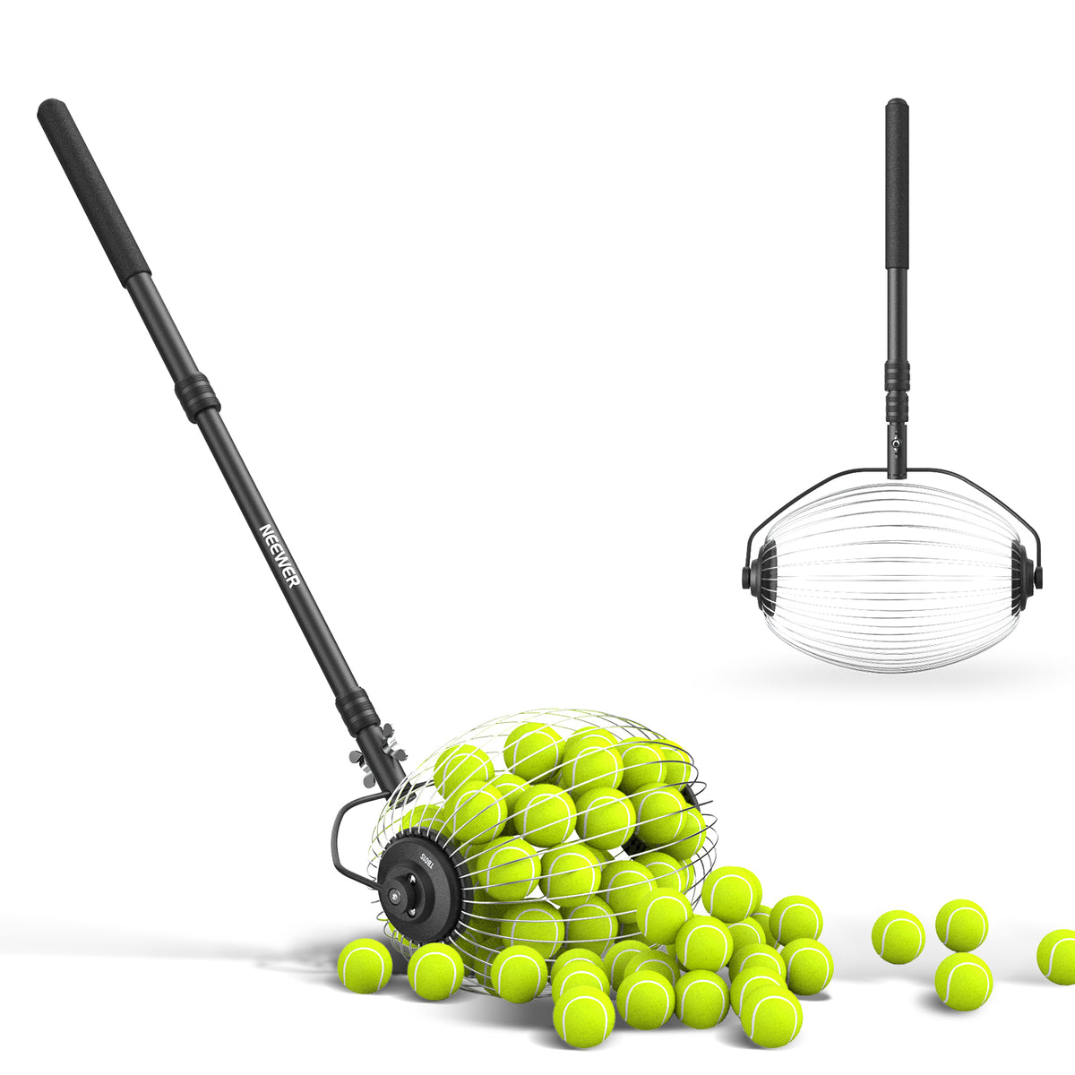 NEEWER TB01S Handheld Roller Shaped Tennis Ball Collector