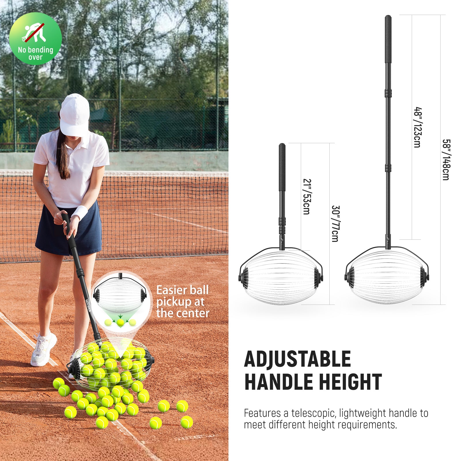 NEEWER TB01S Handheld Roller Shaped Tennis Ball Collector