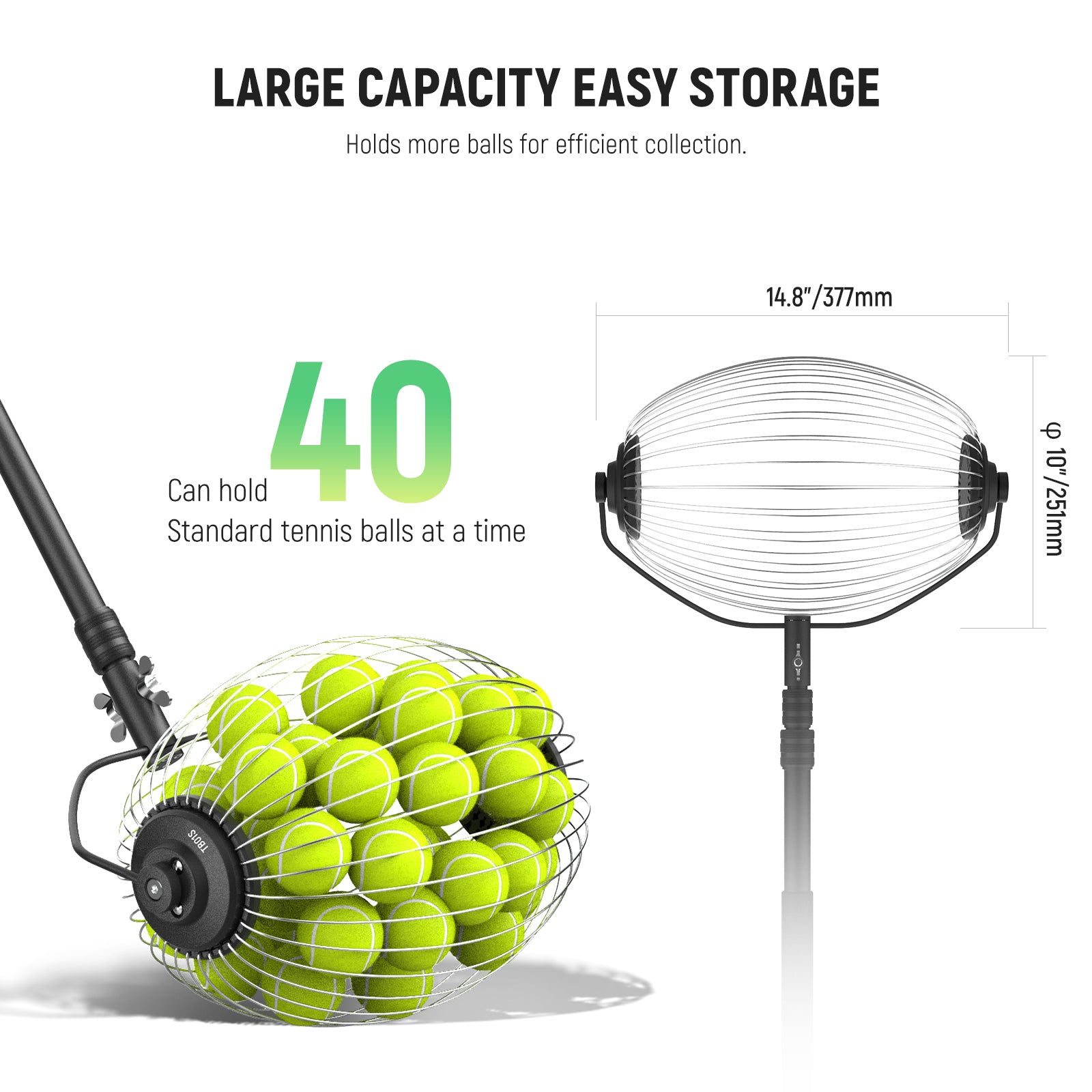 NEEWER TB01S Handheld Roller Shaped Tennis Ball Collector