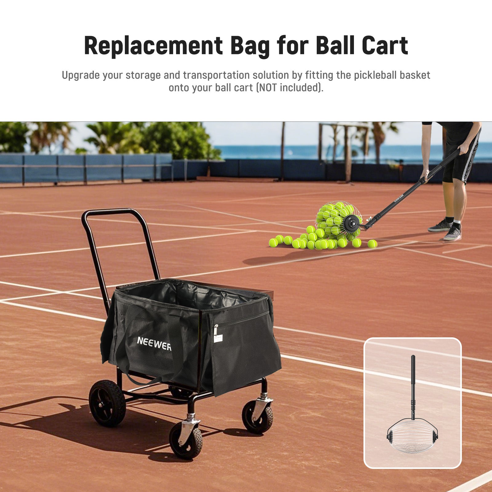 Neewer TB01B Tennis Ball & Pickleball Hopper Bag - Thumbnail 4