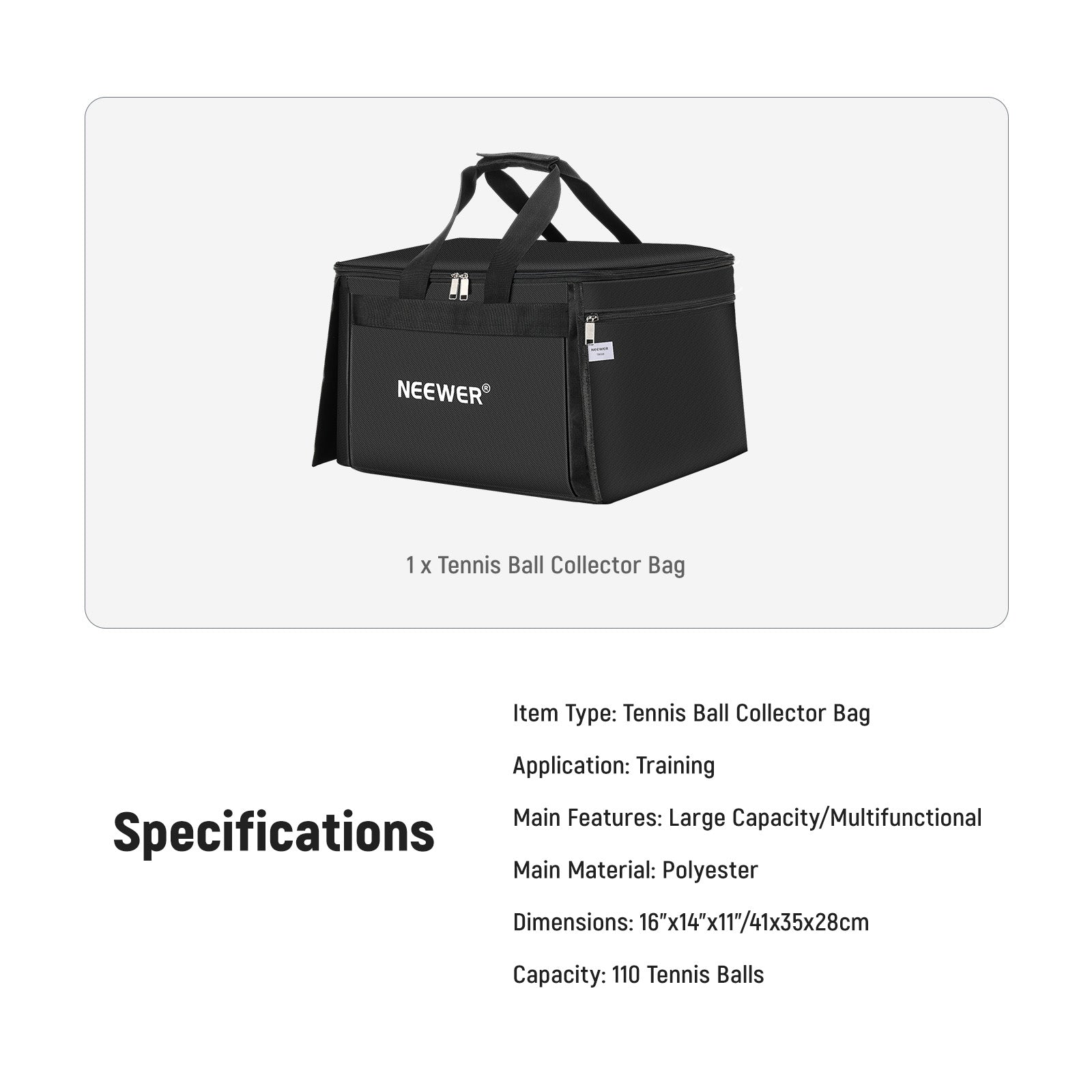 Neewer TB01B Tennis Ball & Pickleball Hopper Bag - Thumbnail 3