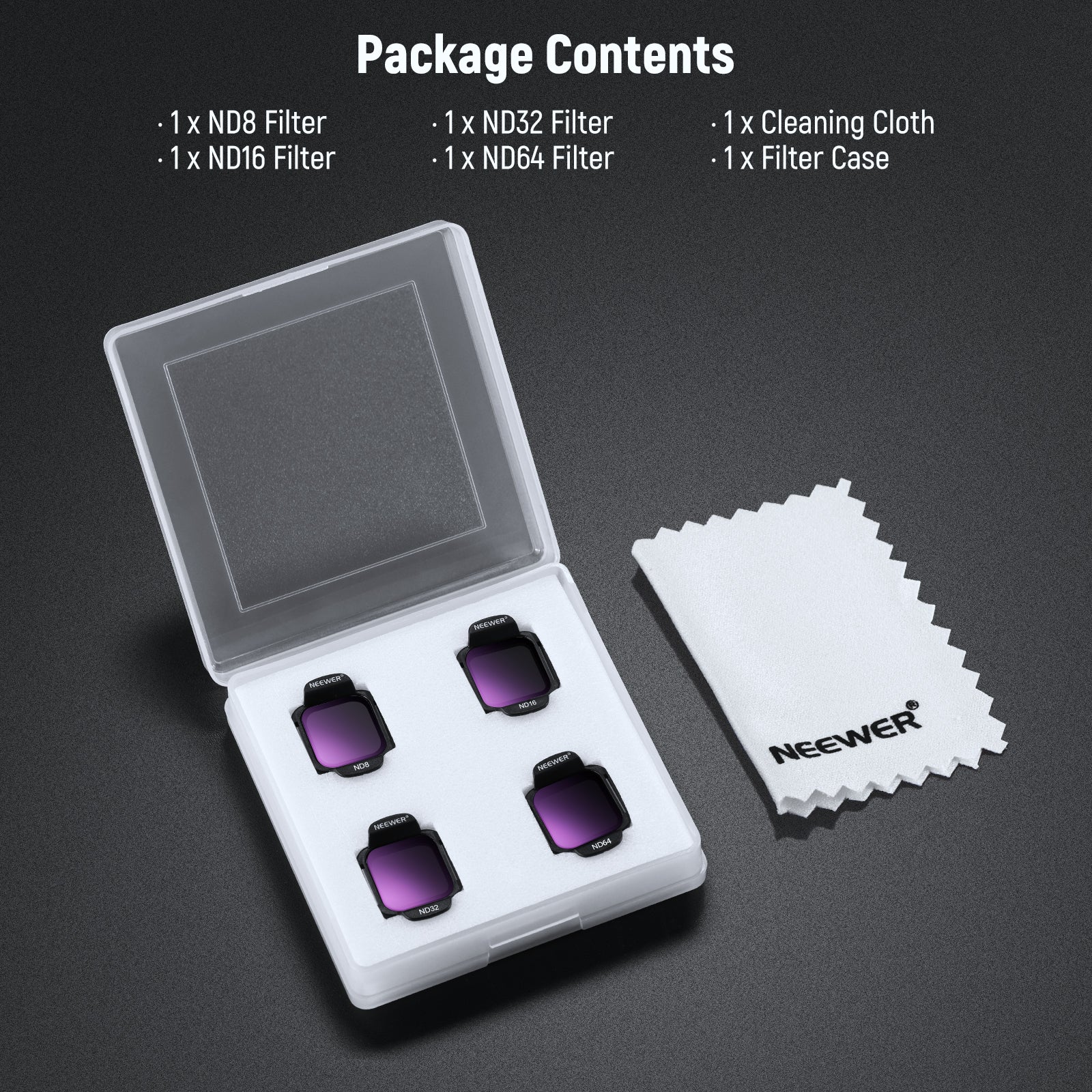 NEEWER FL-N34 4-Pack ND Filter Set for DJI Flip / Lito X1 Drone