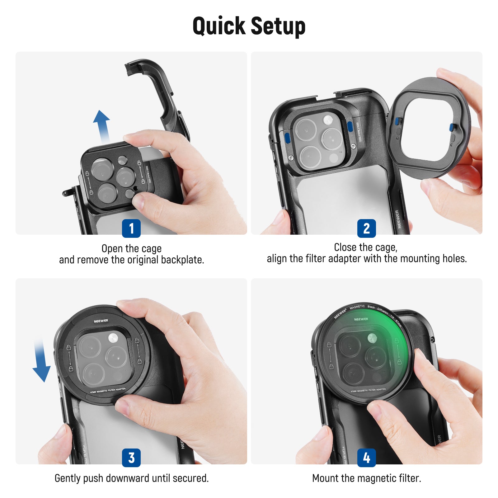 NEEWER 67mm Filter Set For iPhone 16 Pro/16 Pro Max Cage