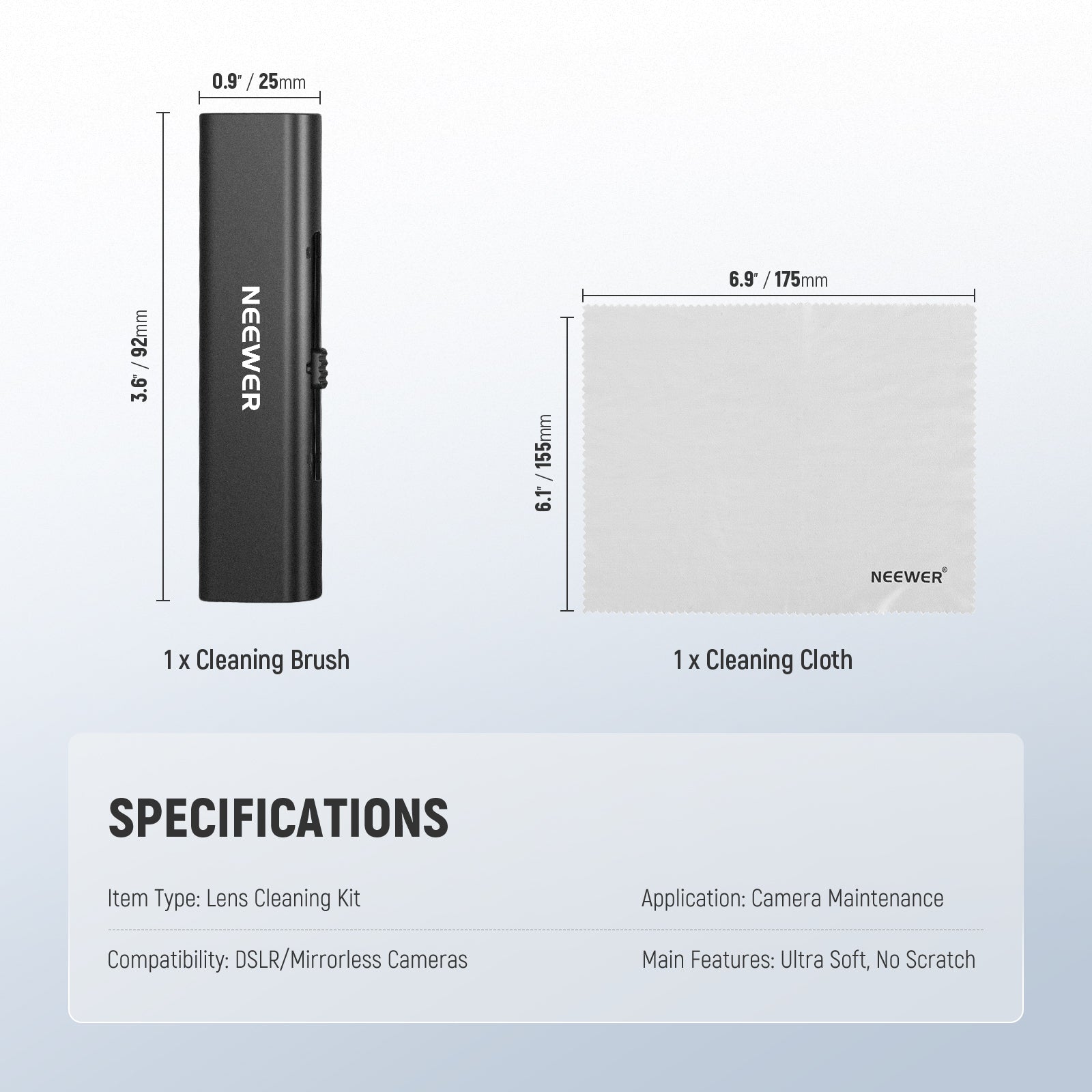 Specifications of the NEEWER HM-45 2 in 1 Camera Lens Cleaning Kit