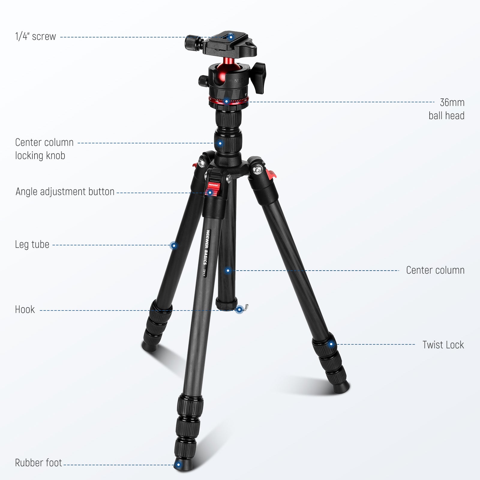 Neewer Basics TP17 Tripod - Thumbnail 3