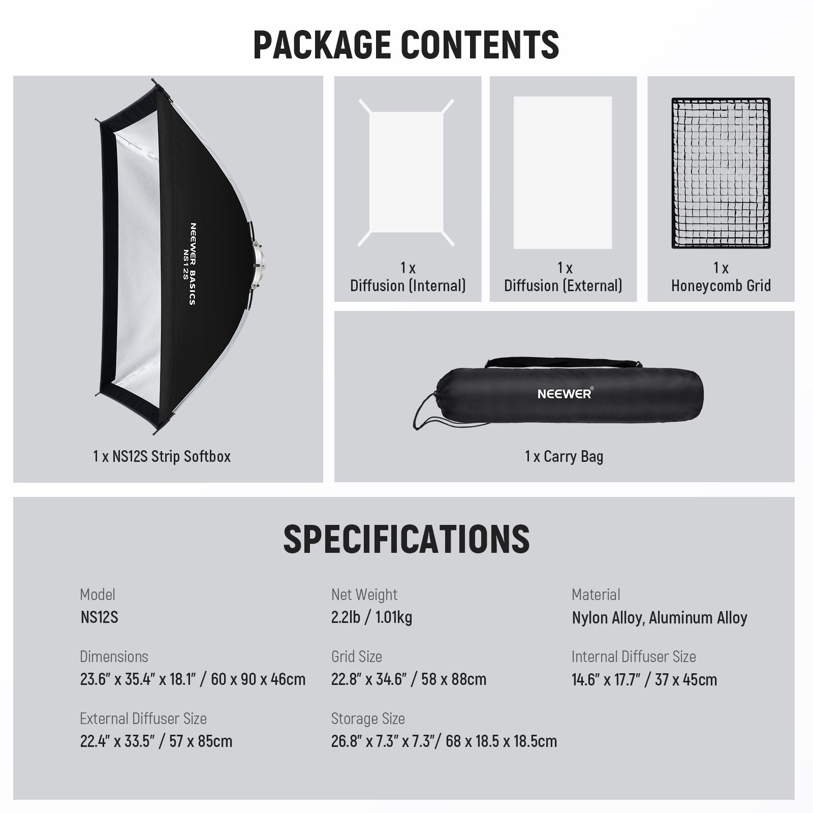 NEEWER NS12S/NS14S Rectangular Quick Release Softbox Kit