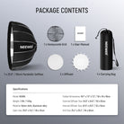 Package Contents of the NEEWER NS65U Hexadecagon Parabolic Softbox