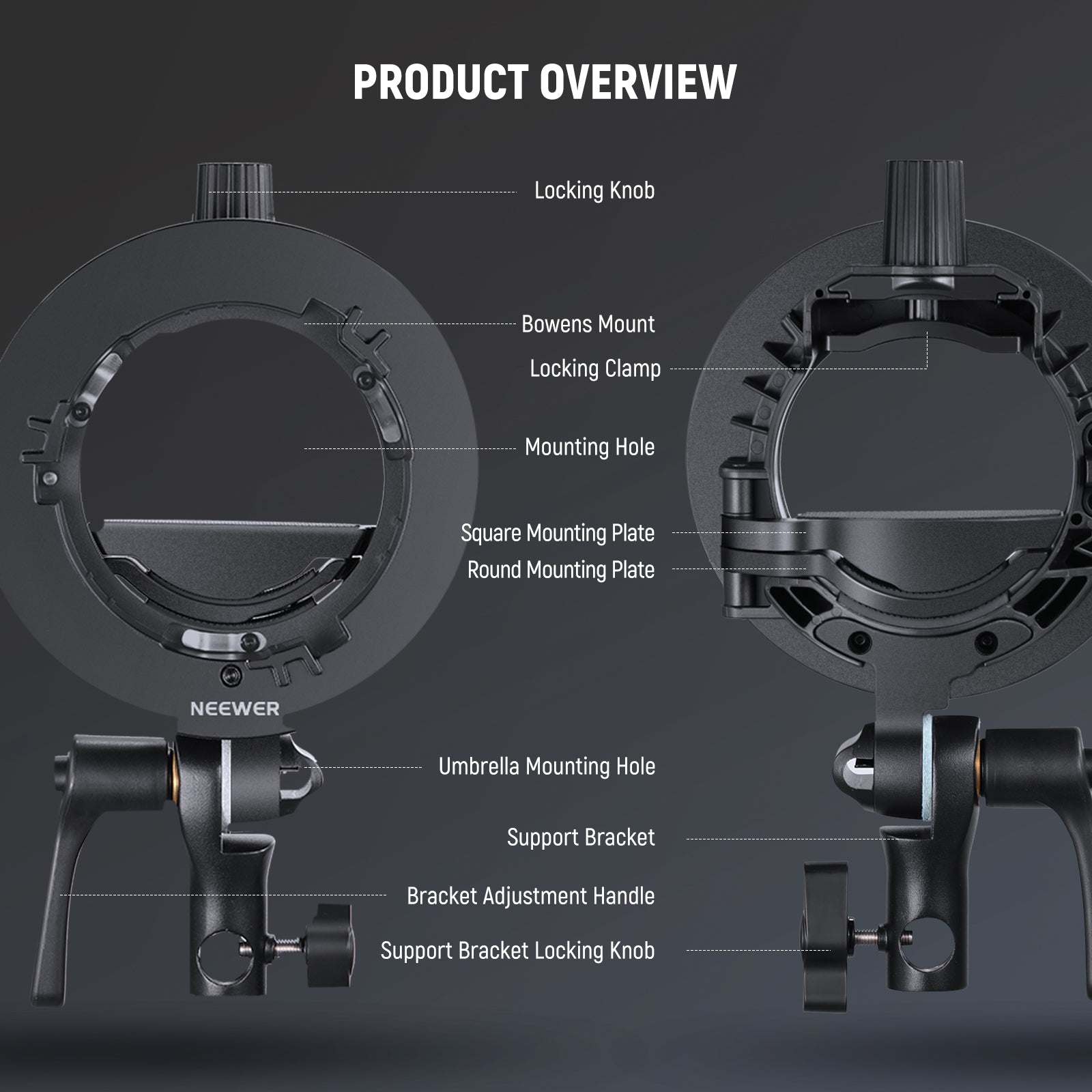 Neewer CRB1 S Type Bowens Mount Bracket Holder