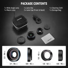 Package Contents of the NEEWER LS-67 2 In 1 Wide Angle + Macro Phone Lens Kit