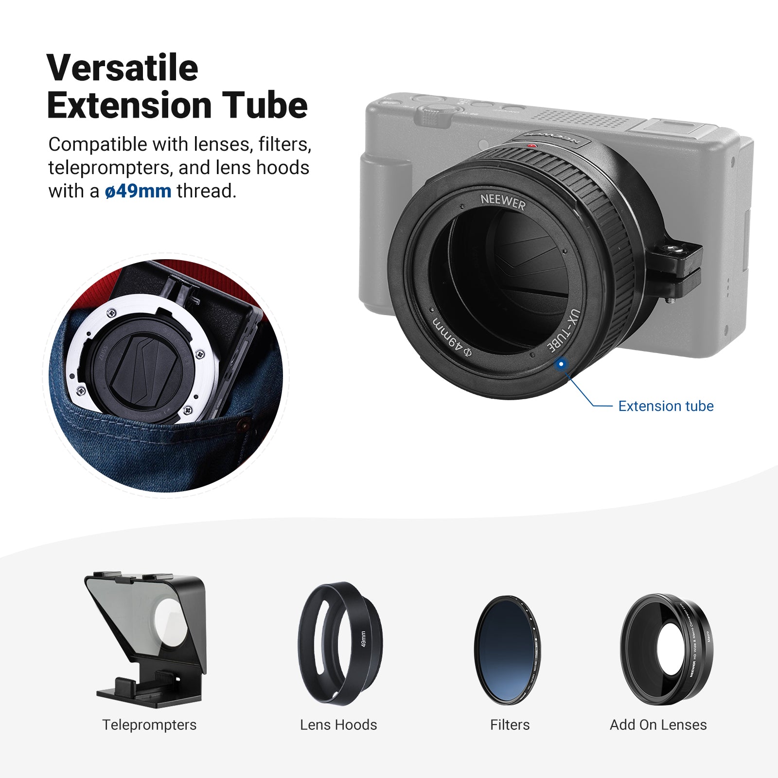 NEEWER LS-86 Wide Angle + Macro Lens For Sony ZV-1 II