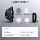 Package Contents of the NEEWER NS22P Octagonal Softbox
