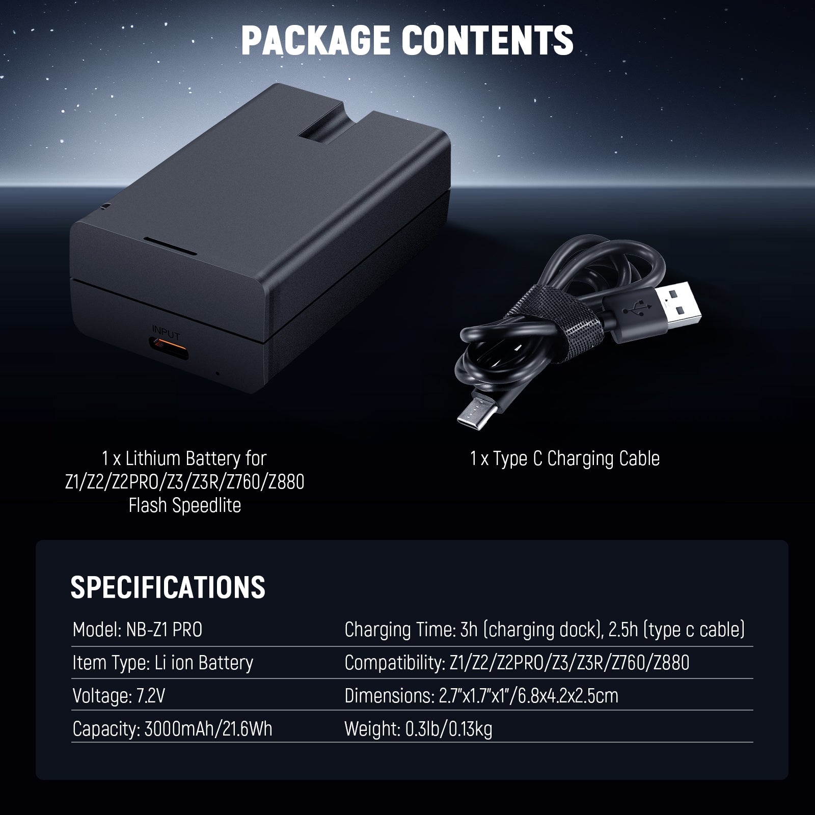NEEWER NB-Z1 PRO Replacement Li ion Battery for Flash - NEEWER