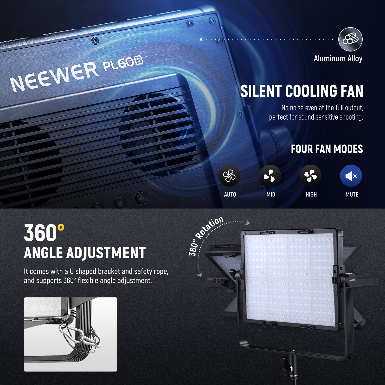 NEEWER PL60B 60W High Power Bi-Color LED Panel Light