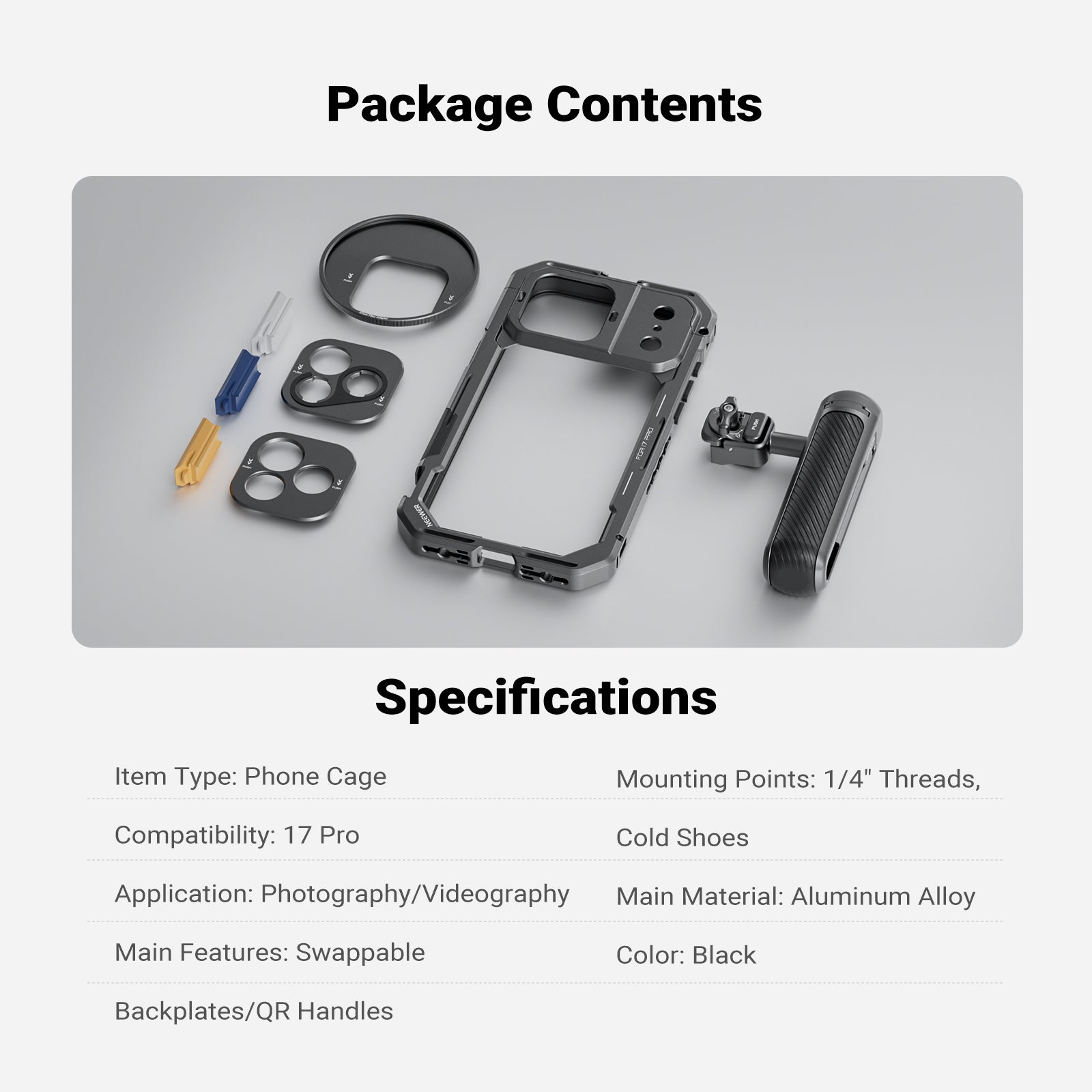 NEEWER Phone Cage & Handle Kit for iPhone 17 Pro/Pro Max