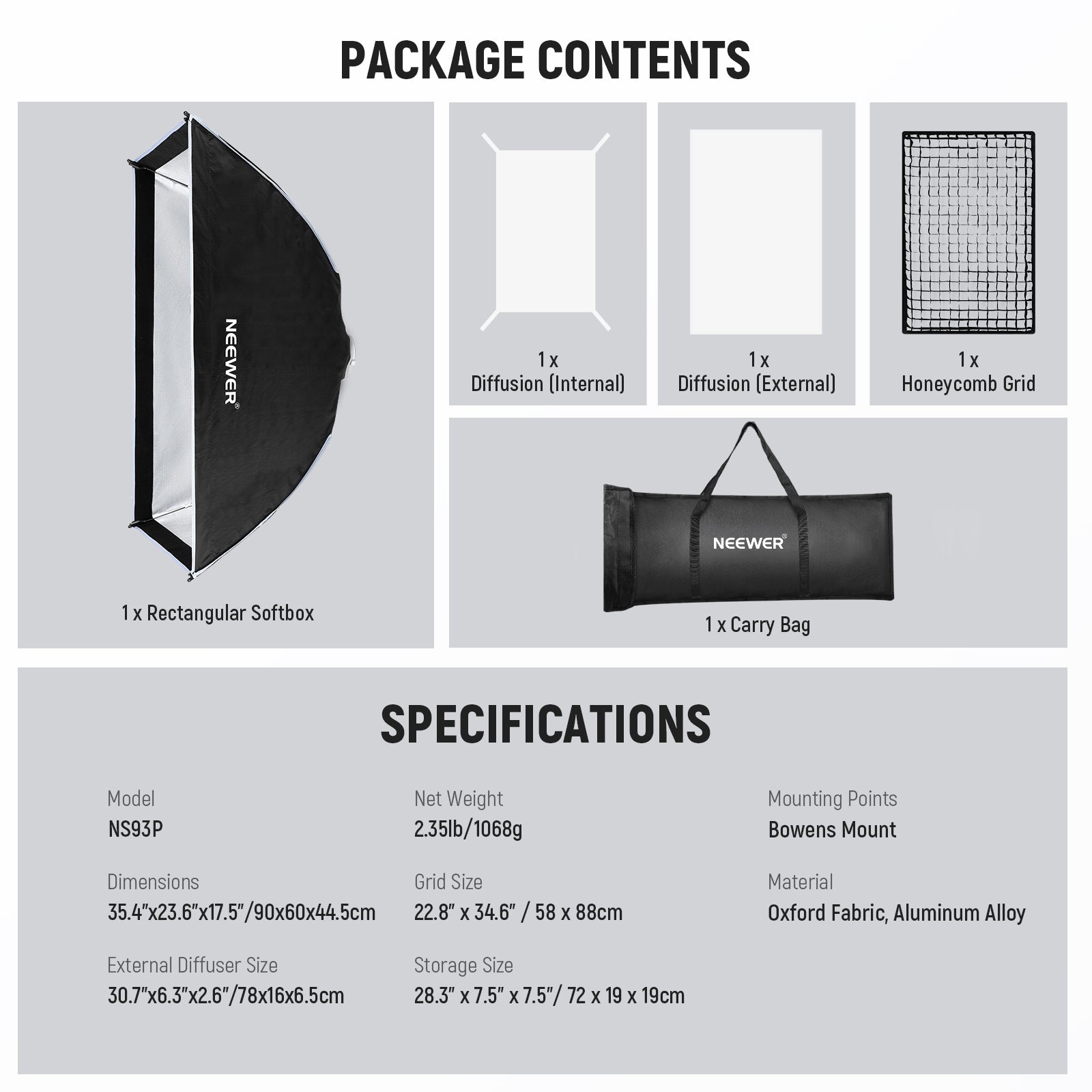 NEEWER Quick Release Rectangular Softbox