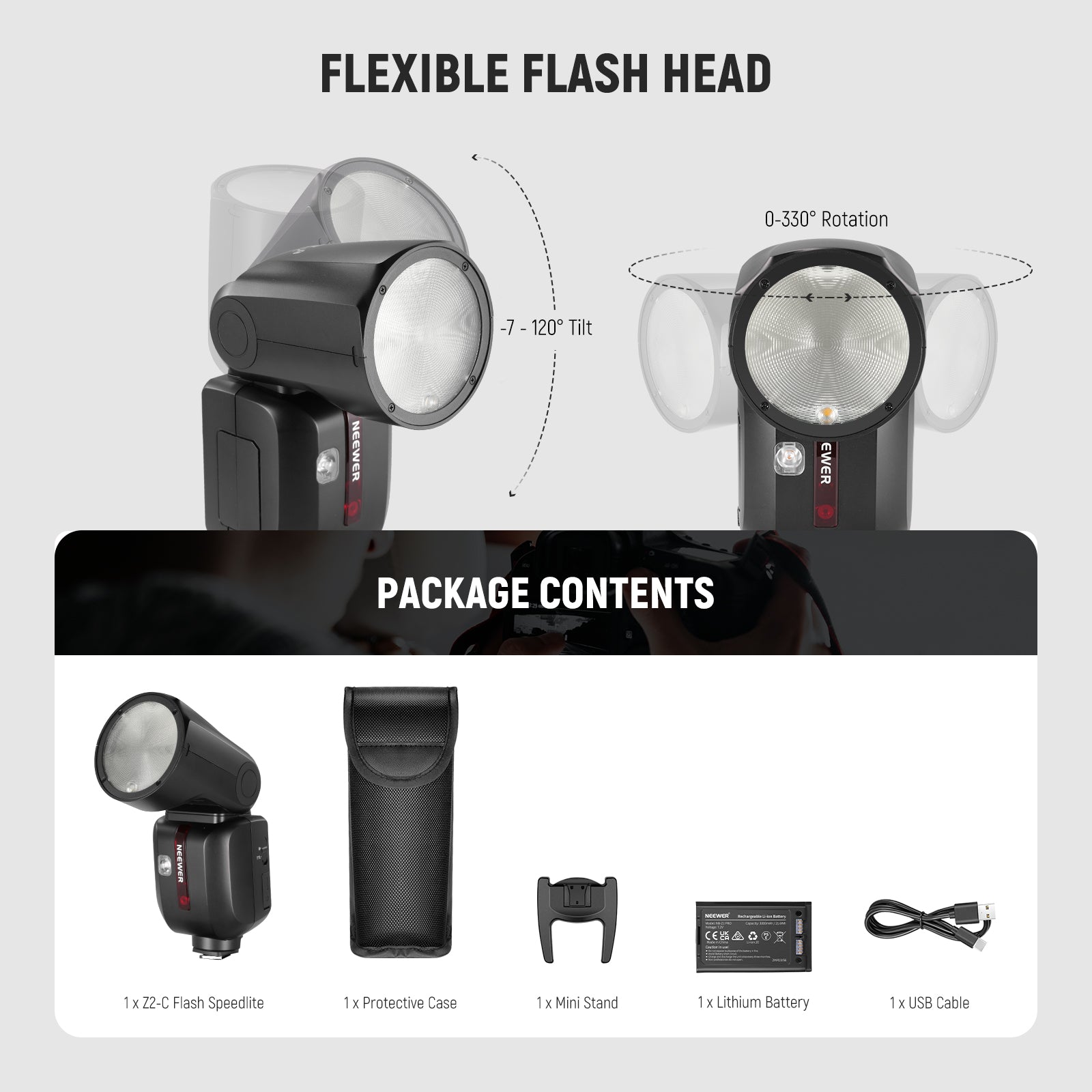 Caricabatterie NEEWER NC2-Z1 / NC3-Z1 USB | 2/3 Slot Per Flash Z2, Z1, Z760, Z880