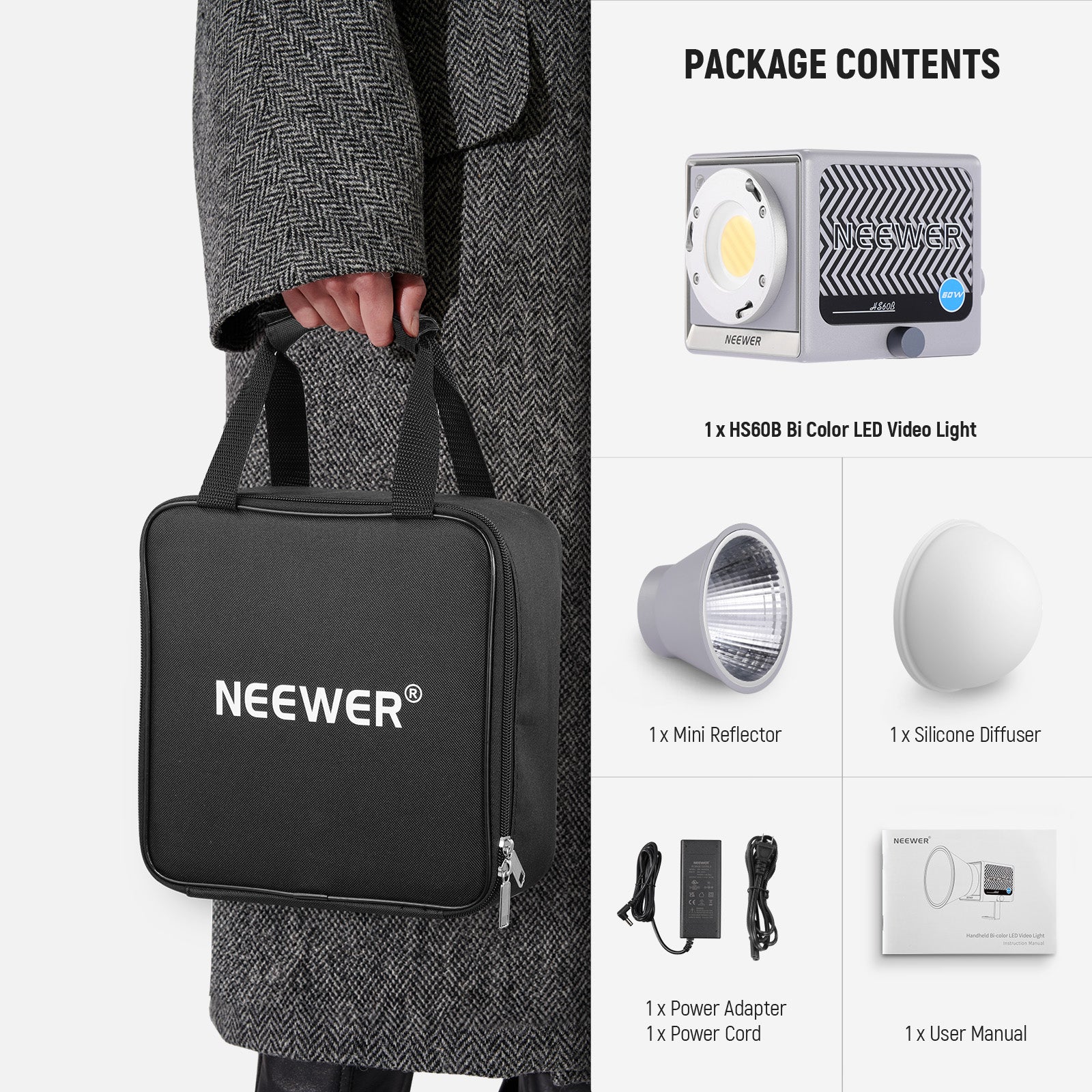 NEEWER HS60B Bi-Color Mini Light | COB LED Video Light