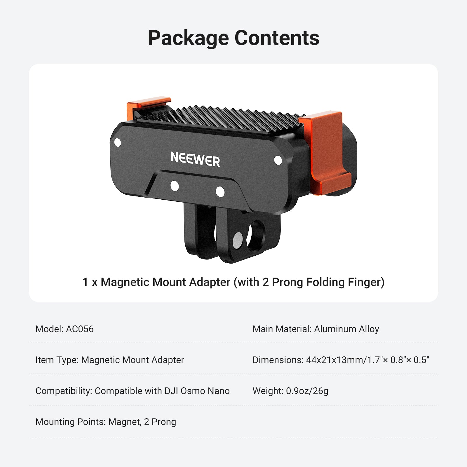 NEEWER AC056 Magnetic Quick Release Mount Adapter For DJI Osmo Nano