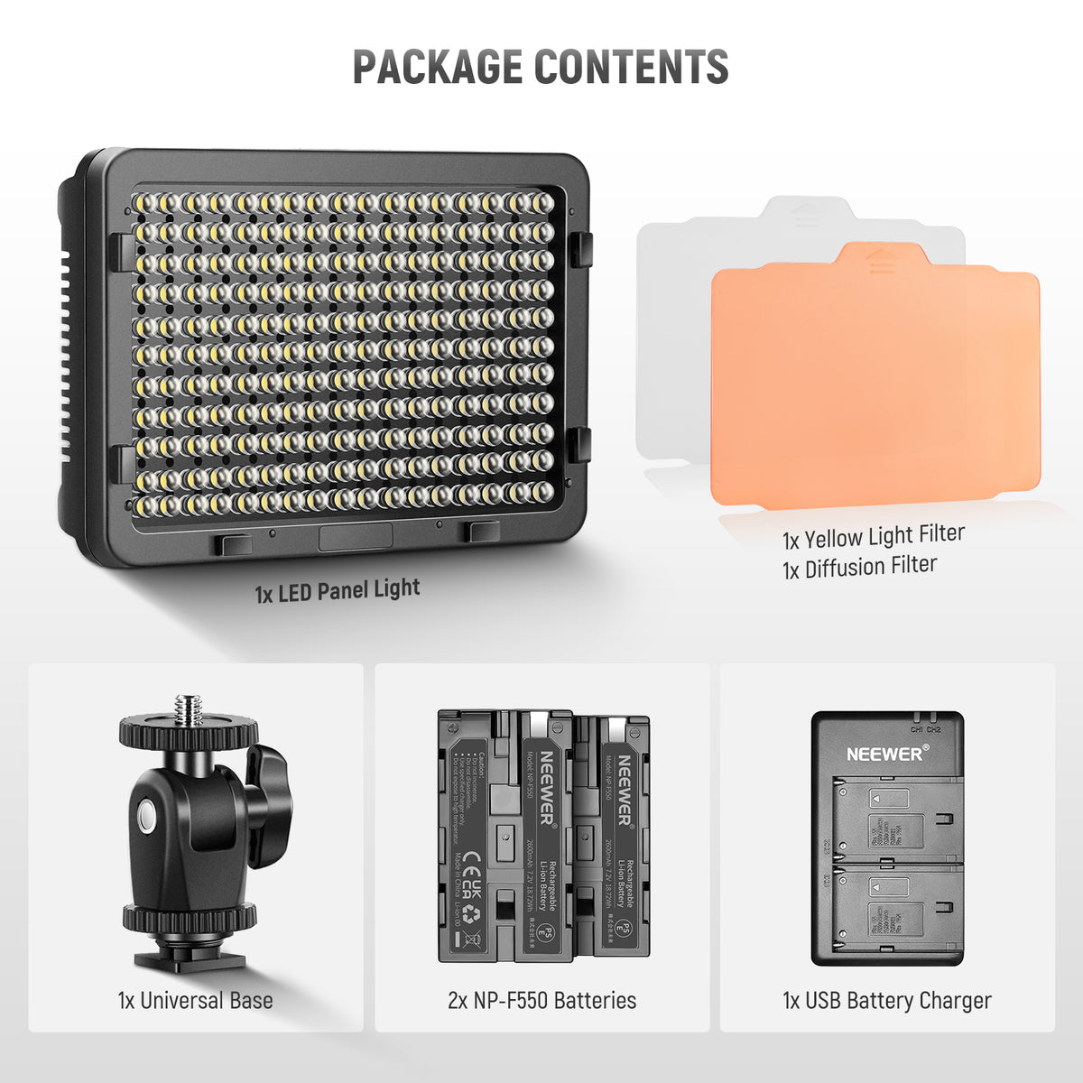 NEEWER OnCamera LED Panel Lights Dimmable 176 LED Video Light with 2