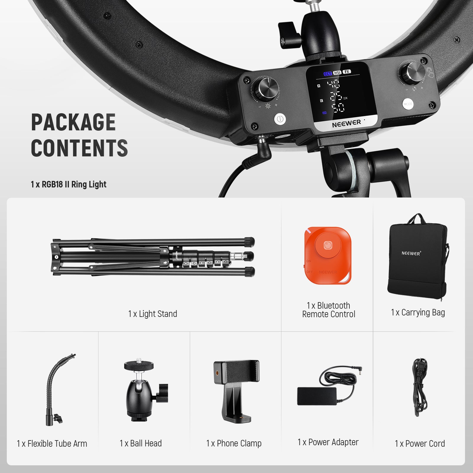 NEEWER RGB18 II 18 Inch Portable RGB LED Ring Light