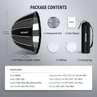 Package Contents of the NEEWER NS120P 120cm Parabolic Softbox