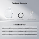 This package includes a Magnetic Selfie Light, a Magnetic Ring, and a charging cable.