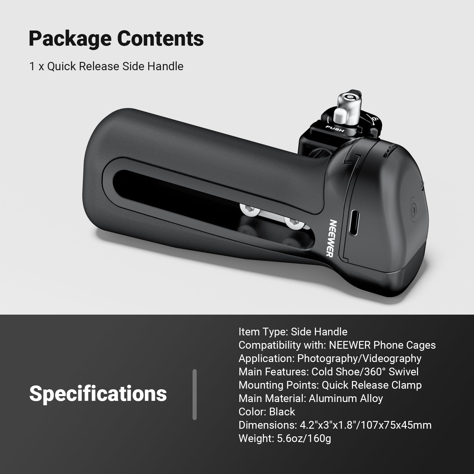 NEEWER PA148 Quick Release Side Handle For Phone Cage