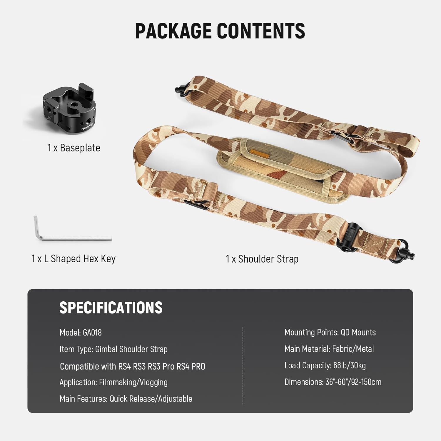 NEEWER GA016 Shoulder Strap for DJI Gimbal | Sling Handle