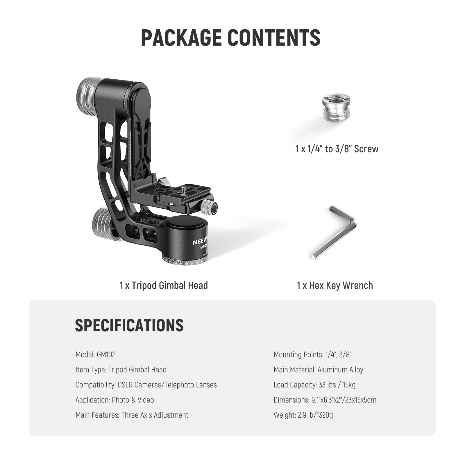 Neewer GM102 Gimbal Head - Thumbnail 2