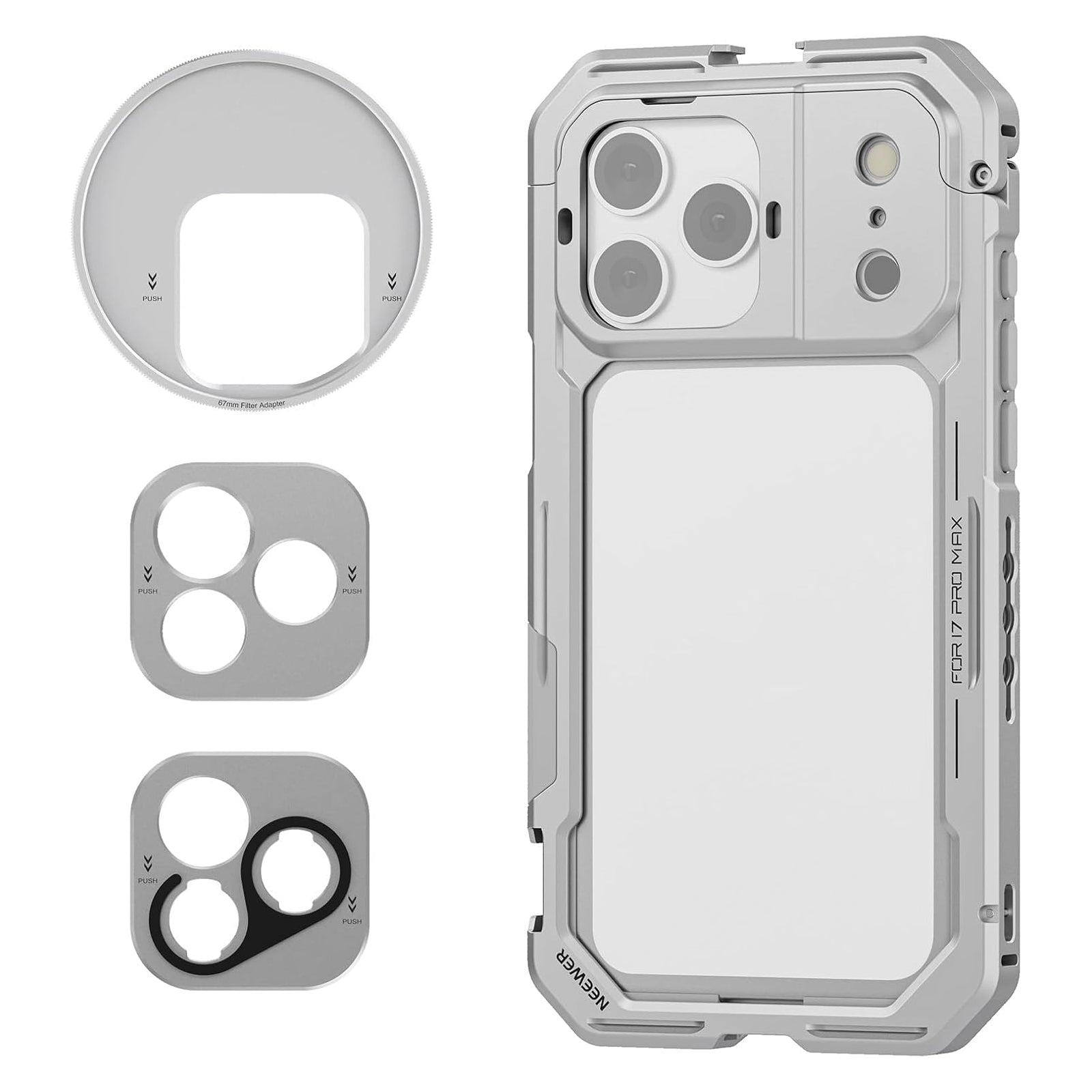 NEEWER PA144 Silver Phone Cage for iPhone 17 Pro Max
