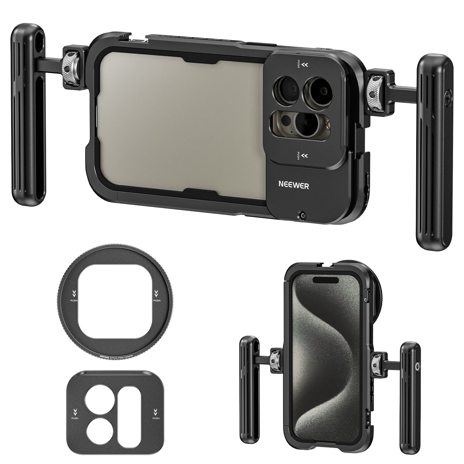 SmallRig Dual Handheld Phone Cage Kit for iPhone 15 Pro Max, Mobile Video  Rig Cage Kit with Wireless Quick Release Dual Handles for Video